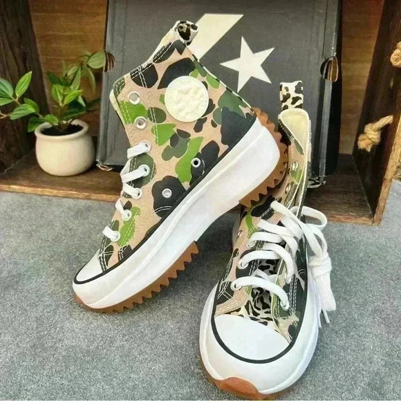 NEW CONVERSE Run Star Hike Chuck Taylor All Stat CUTE Camo & Leppard/cheetah - Picture 6 of 16